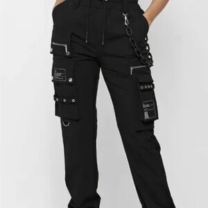 Maniere De Voir Black Utility Joggers with Marble Chain